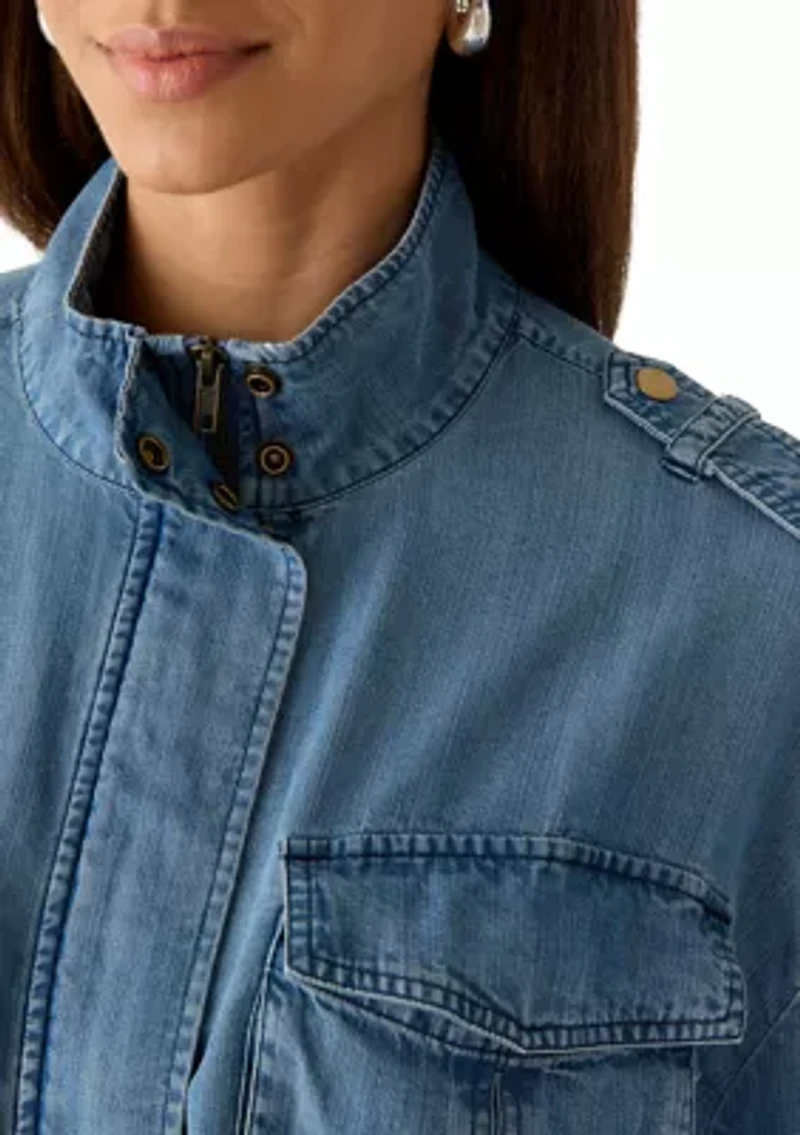 Women's Chambray Jacket with Utility Pockets