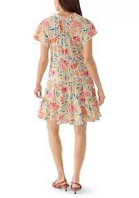 Women's Split Neck Tiered Shift Dress