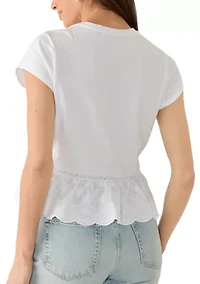 Women's Short Sleeve Ruffle Hem Shirt