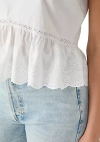 Women's Short Sleeve Ruffle Hem Shirt