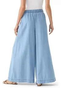 Women's Denim Pintuck Front Button Pants