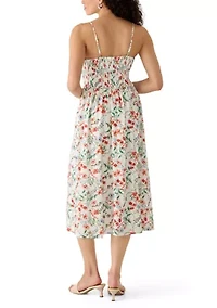 Women's Sleeveless Floral Bodice Midi Dress