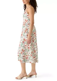 Women's Sleeveless Floral Bodice Midi Dress