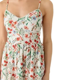 Women's Sleeveless Floral Bodice Midi Dress