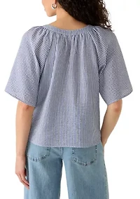Women's Flutter Sleeve Split Neck Top