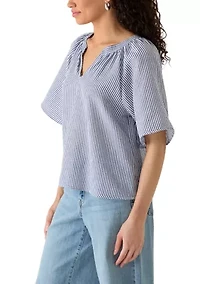 Women's Flutter Sleeve Split Neck Top
