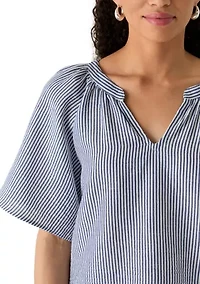 Women's Flutter Sleeve Split Neck Top