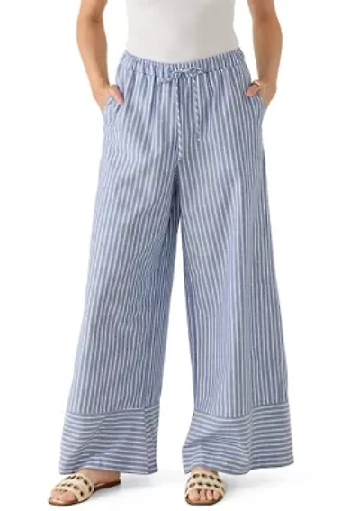 Women's Striped Drawstring Contrast Hem Pants
