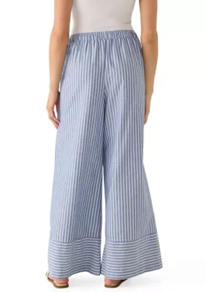 Women's Striped Drawstring Contrast Hem Pants