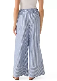 Women's Striped Drawstring Contrast Hem Pants