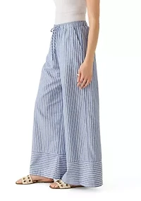 Women's Striped Drawstring Contrast Hem Pants
