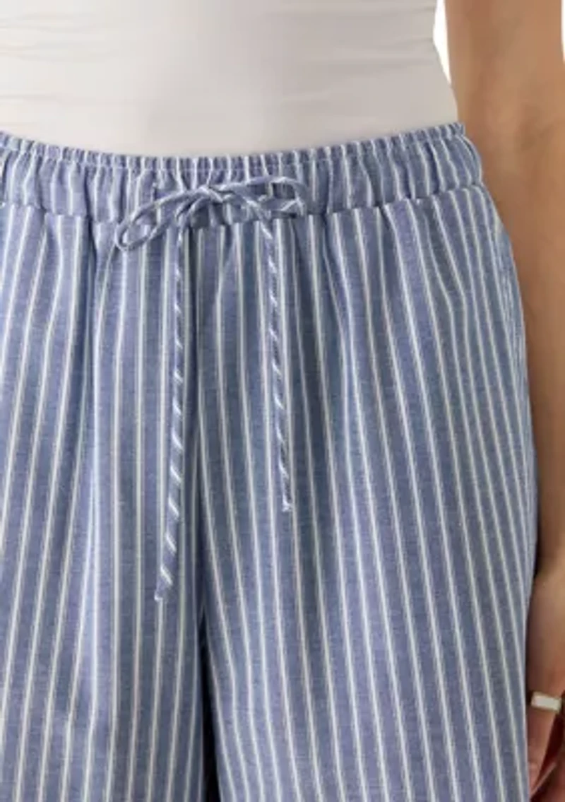 Women's Striped Drawstring Contrast Hem Pants