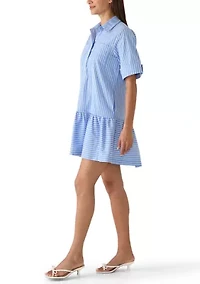 Women's Short Sleeve Poplin Shirtdress