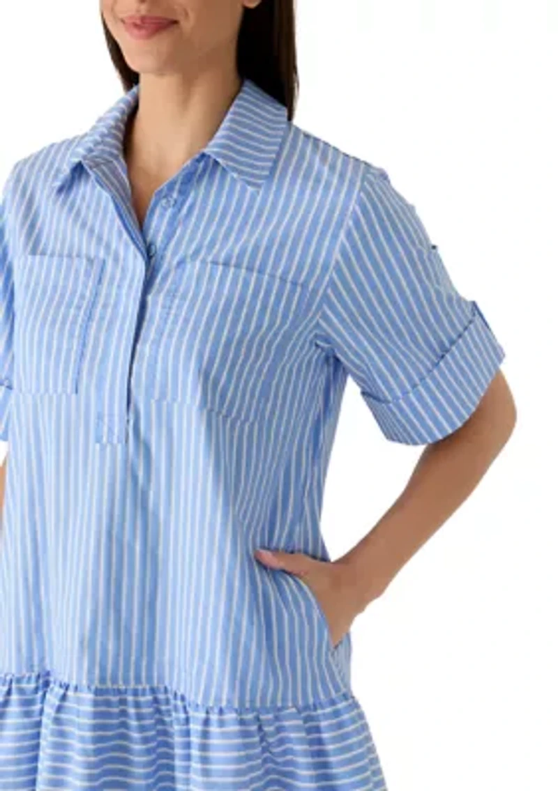 Women's Short Sleeve Poplin Shirtdress