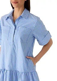 Women's Short Sleeve Poplin Shirtdress