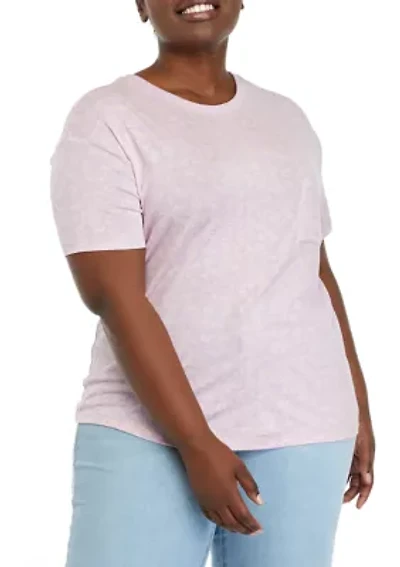 Plus Short Sleeve Tie Front Conversational T-Shirt