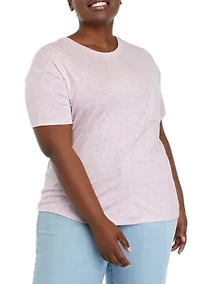 Plus Short Sleeve Tie Front Conversational T-Shirt