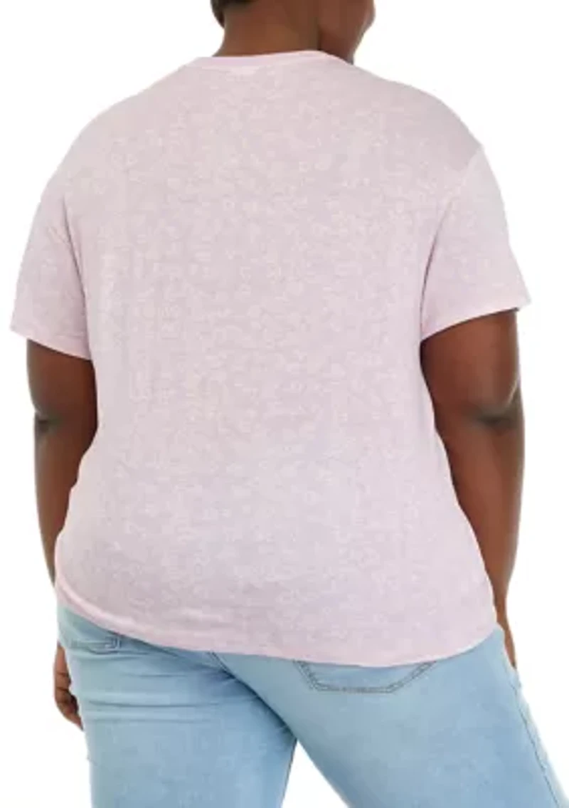 Plus Short Sleeve Tie Front Conversational T-Shirt