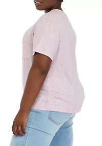 Plus Short Sleeve Tie Front Conversational T-Shirt