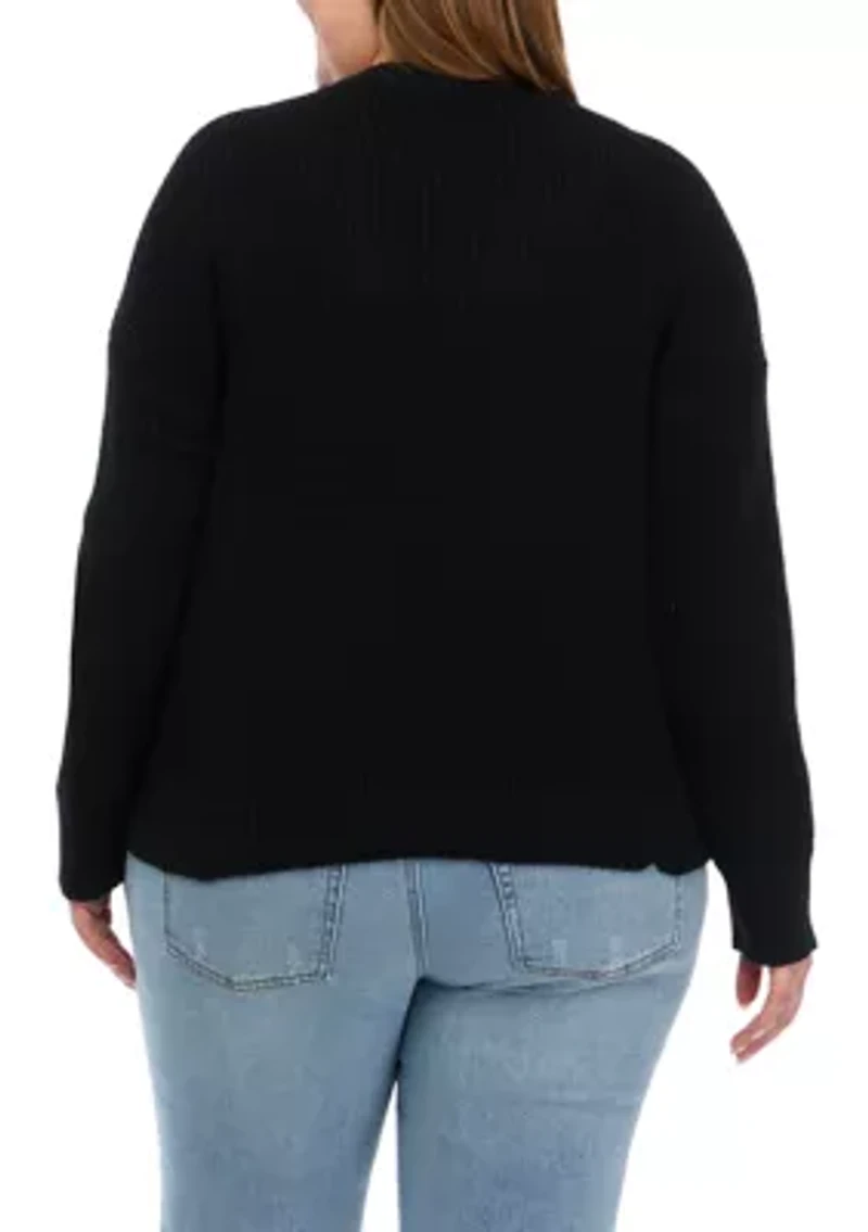 Plus Long Sleeve Rhubarb V-Neck Sweater