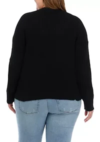 Plus Long Sleeve Rhubarb V-Neck Sweater