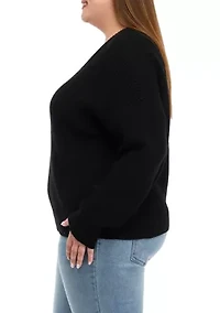 Plus Long Sleeve Rhubarb V-Neck Sweater