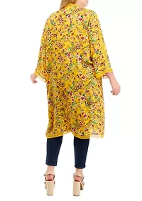 Plus Long Sleeve Kimono Duster