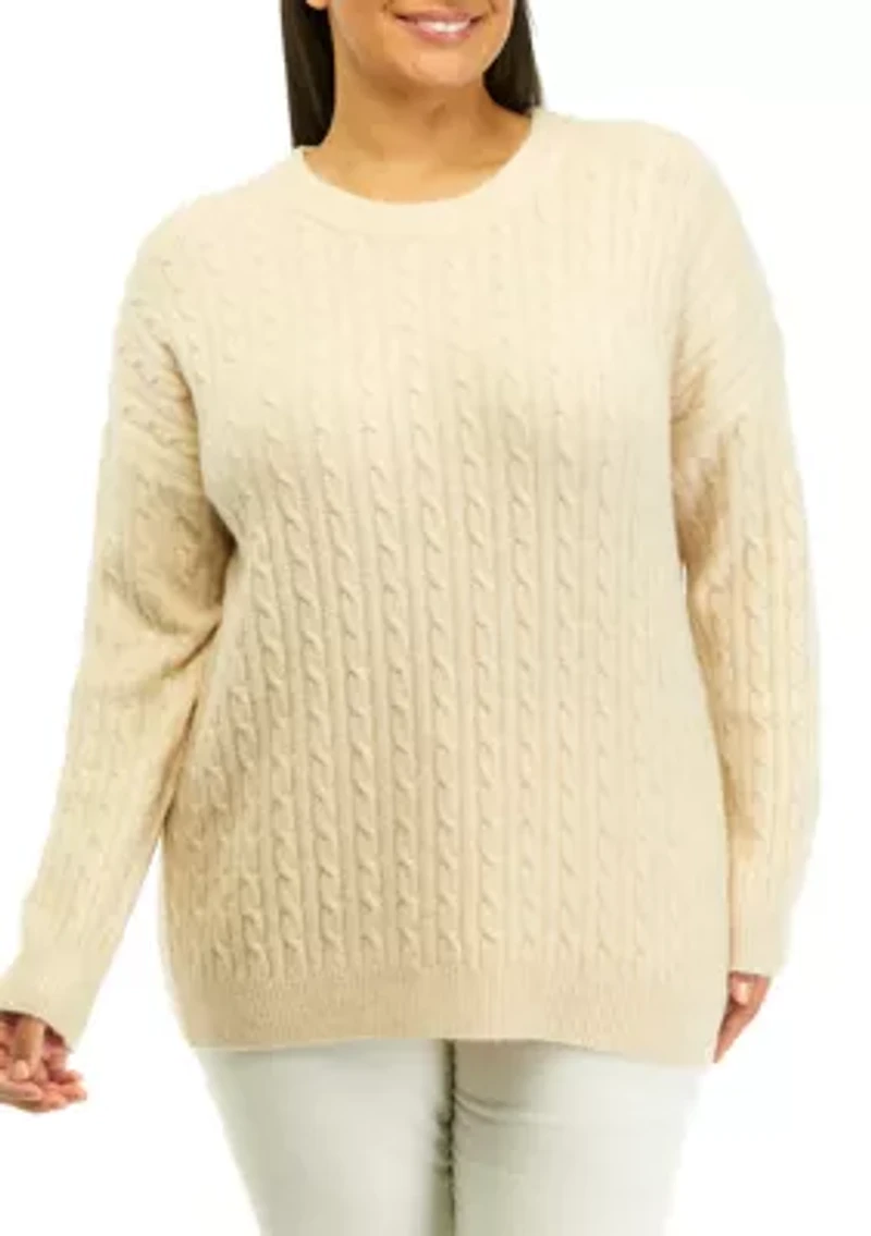 Plus Cable Knit Tunic Sweater