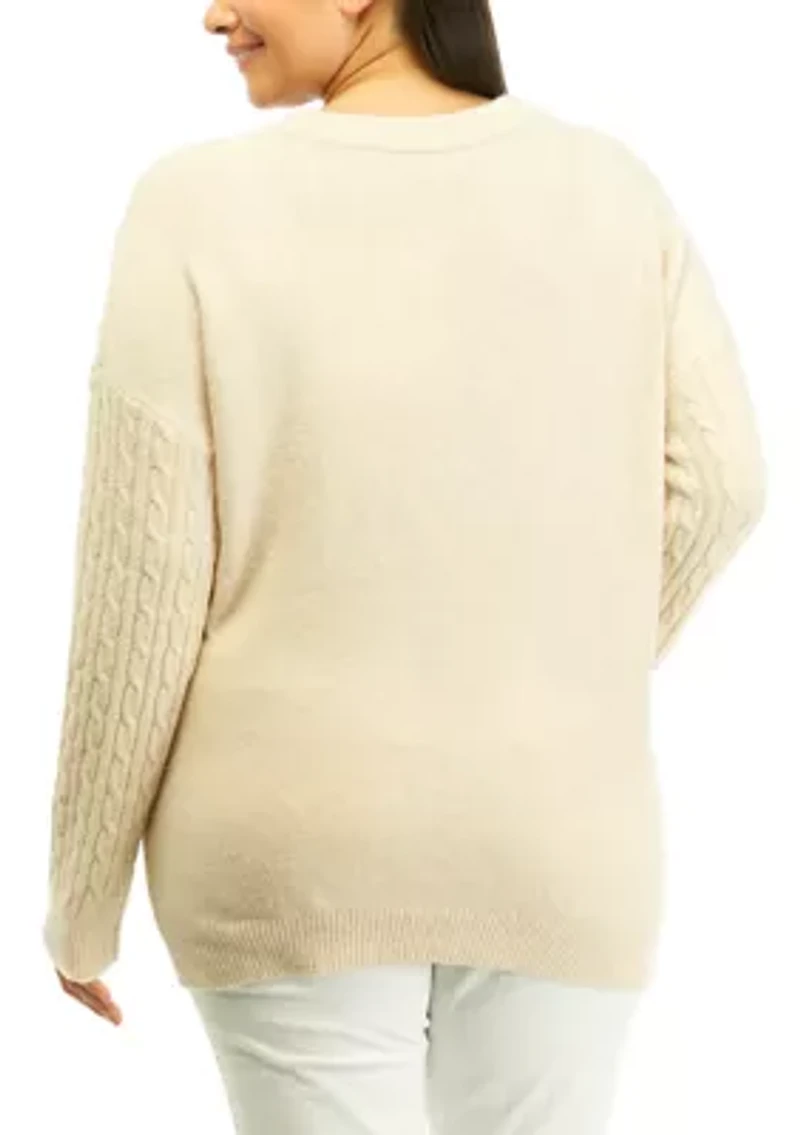 Plus Cable Knit Tunic Sweater