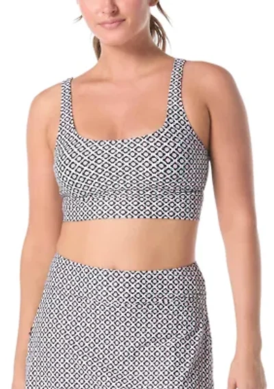 Geo Print Banded Swim Top