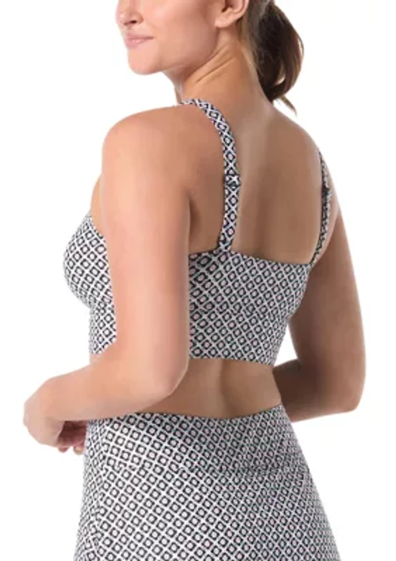 Geo Print Banded Swim Top
