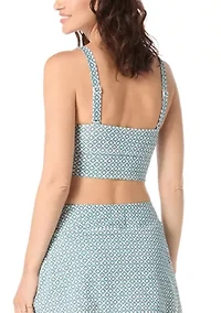 Geo Print Banded Swim Top