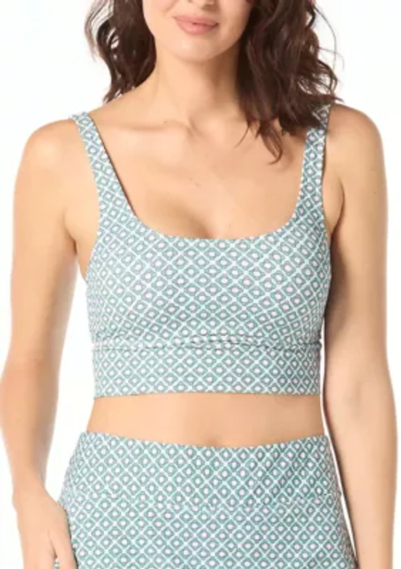 Geo Print Banded Swim Top