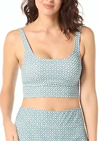 Geo Print Banded Swim Top