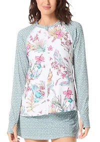 Women's Long Sleeve Mary Endless Summer Zip Front Rash Guard