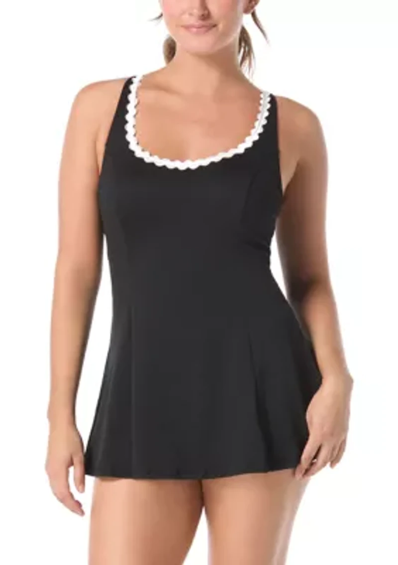 Scoop Neck Swimsuit with Ric Rac Trim