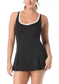 Scoop Neck Swimsuit with Ric Rac Trim