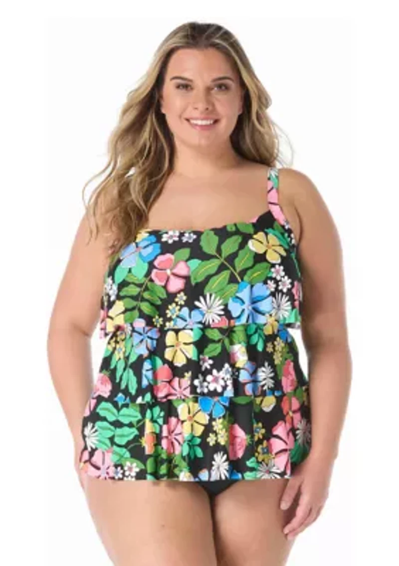 Plus Midnight Garden Tankini Swim Top