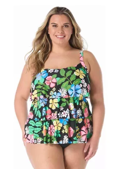 Plus Midnight Garden Tankini Swim Top