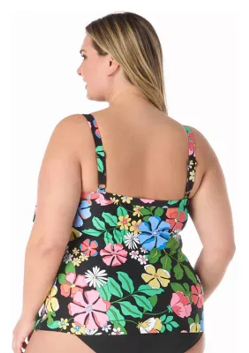 Plus Midnight Garden Tankini Swim Top