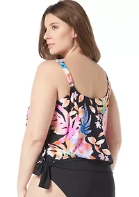 Plus Tropical Oasis Sarah Blouson Tankini Swim Top