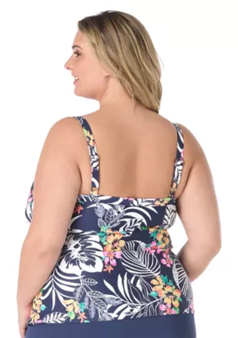 Plus Jungle Print Tankini Swim Top