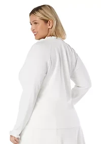 Plus Long Sleeve Solid Ruffle Rashguard