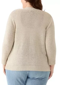 Plus Tape Yarn Open Cardigan