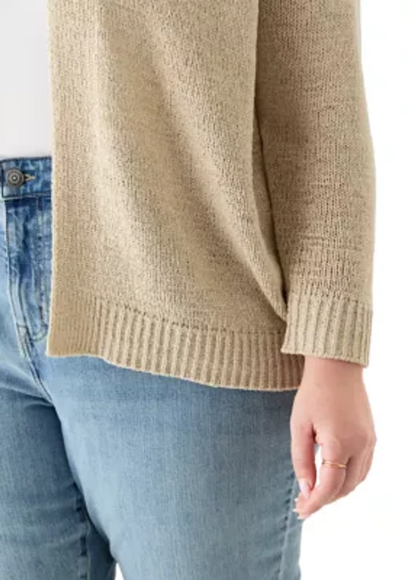 Plus Tape Yarn Open Cardigan