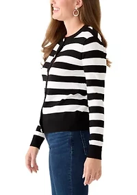 Petite Striped Cropped Cardigan