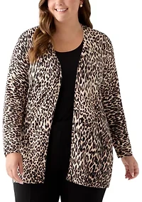 Plus Animal Print Cardigan