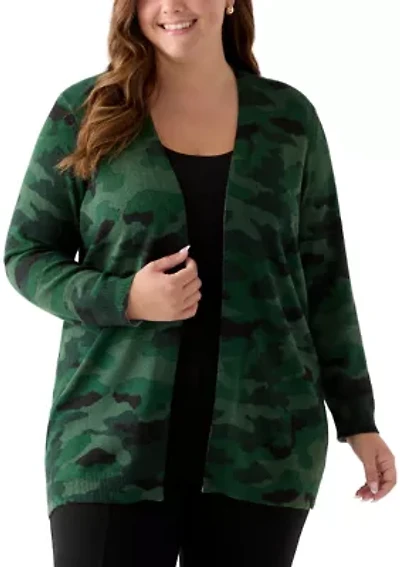 Plus Animal Print Cardigan