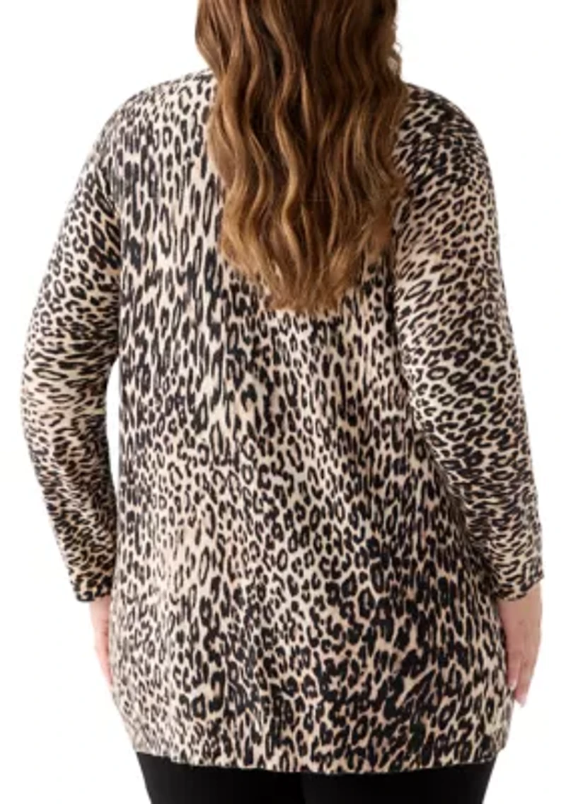 Plus Animal Print Cardigan