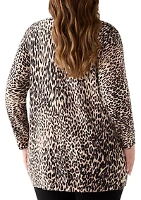 Plus Animal Print Cardigan